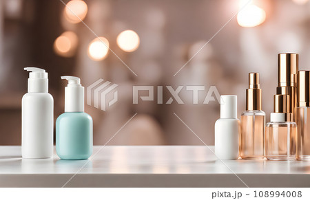 Empty table with beauty products, ideal template Empty table with beauty products, ideal template 108994008
