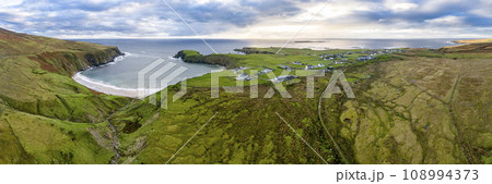 Aerial view of the beautiful coast at Malin Beg in County Donegal, Ireland 108994373