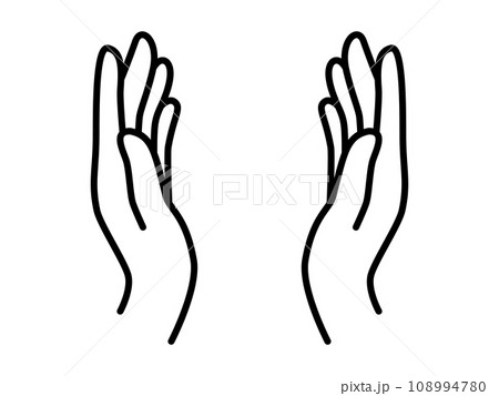 手のひらで包み込む仕草 シンプル 線画 手のひらで包み込む仕草 シンプル 線画 108994780