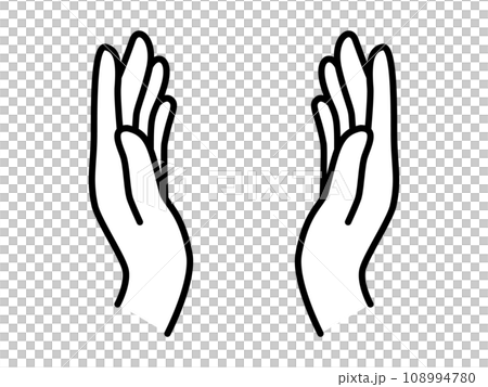 手のひらで包み込む仕草 シンプル 線画 手のひらで包み込む仕草 シンプル 線画 108994780