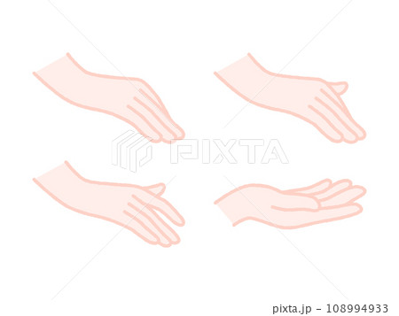 指先 手の甲 手のひら シンプル 線画 指先 手の甲 手のひら シンプル 線画 108994933