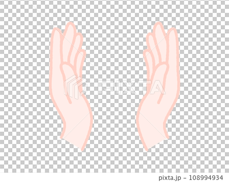 Gesture of wrapping in the palm of the hand Simple line drawing 108994934