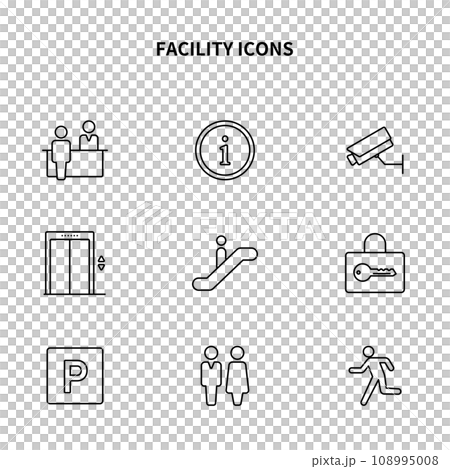 簡單的圖標集|酒店、百貨公司等設施內的信息 簡單的圖標集|酒店、百貨公司等設施內的信息 108995008