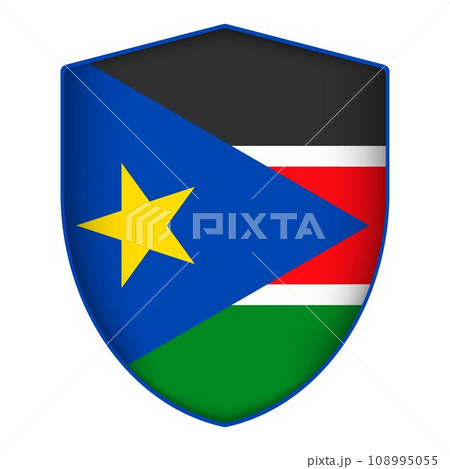 South Sudan flag in shield shape. Vector...のイラスト素材 [108995055] - PIXTA