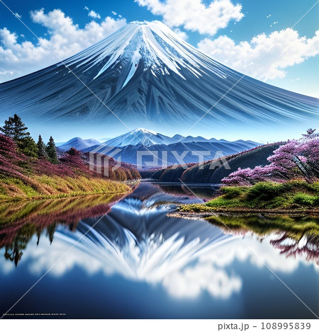 雪の富士山 雪の富士山 108995839