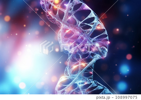 DNA helix 3D illustration. Mutations under microscope. Decoding genome. Virtual modeling of chemical processes. Hi-tech in medicine DNA helix 3D illustration. Mutations under microscope. Decoding genome. Virtual modeling of chemical processes. Hi-tech in medicine 108997075