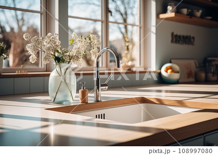 Kitchen sink and faucet 108997080