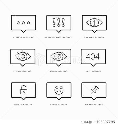 Collection of message shaped elements with various signs. Vector Illustration Collection of message shaped elements with various signs. Vector Illustration 108997295