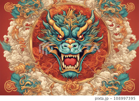 龍のイラスト 顔面 アップ 龍のイラスト 顔面 アップ 108997395