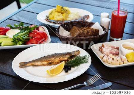 Fried grayling fish Fried grayling fish 108997930