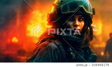 special forces woman in the city at war. special forces woman in the city at war. 108998176