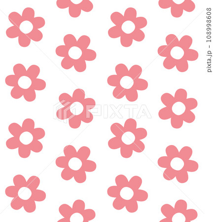 Vector seamless pattern of groovy retro flower 108998608