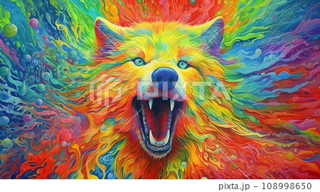 style surrealism, psychedelic wolf style surrealism, psychedelic wolf 108998650