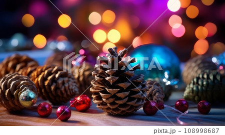 pine cones and Christmas tree 108998687