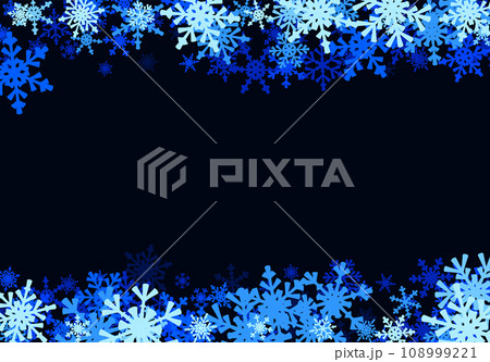 Christmas background with falling snowflakes. Winter holiday background or frame with pattern of layered snow. 108999221