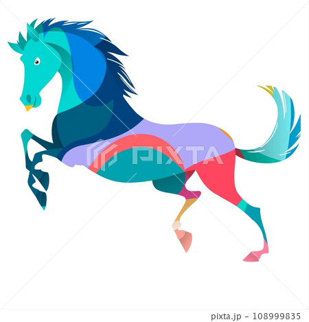 Horse running in the meadow and forest. 108999835