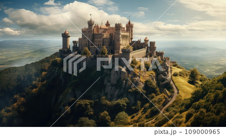 Ancient castle on a hill photo realistic...のイラスト素材 [109000965] - PIXTA