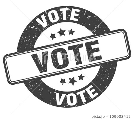 vote stamp. vote label. round grunge sign 109002413