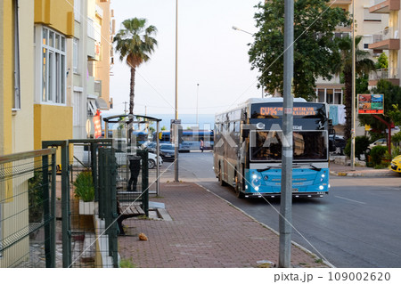 Bus on the streets of Antalya. Tourist city Antalya. 109002620