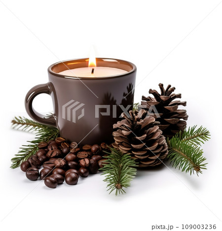 Holiday Christmas decor arrangement with candles and fir branches isolated on white background with copy space, winter composition for design and social media templates Holiday Christmas decor arrangement with candles and fir branches isolated on white background with copy space, winter composition for design and social media templates 109003236