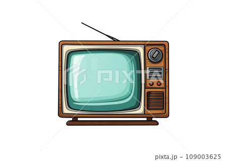 Drawn retro TV isolated on white background. 109003625