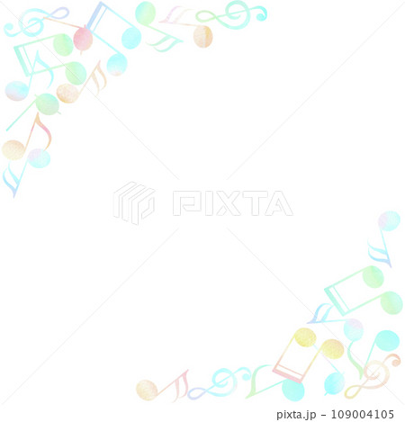カラフルな水彩の音符で形作ったかわいいフレーム。 カラフルな水彩の音符で形作ったかわいいフレーム。 109004105