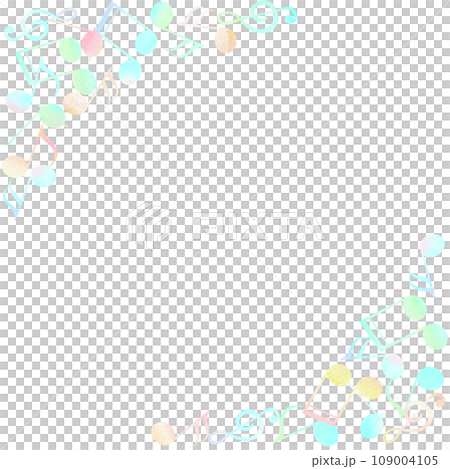 カラフルな水彩の音符で形作ったかわいいフレーム。 カラフルな水彩の音符で形作ったかわいいフレーム。 109004105