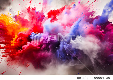 Splashes of paint for the Noli holiday, watercolor painting in the colors of the UK flag, on a light gray background, idea for a photo background or poster Splashes of paint for the Noli holiday, watercolor painting in the colors of the UK flag, on a light gray background, idea for a photo background or poster 109004180