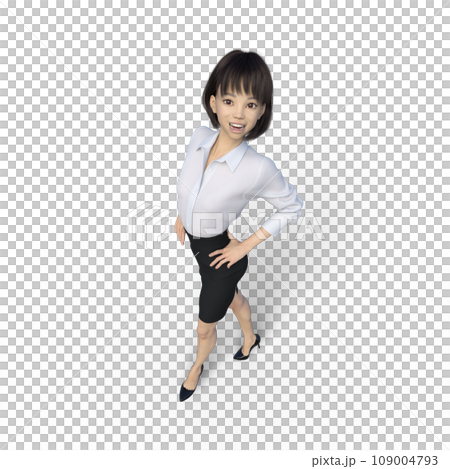 行走的商務女性制服燙髮3DCG插畫素材 行走的商務女性制服燙髮3DCG插畫素材 109004793