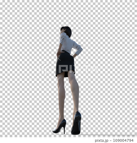 行走的商務女性制服燙髮3DCG插畫素材 行走的商務女性制服燙髮3DCG插畫素材 109004794