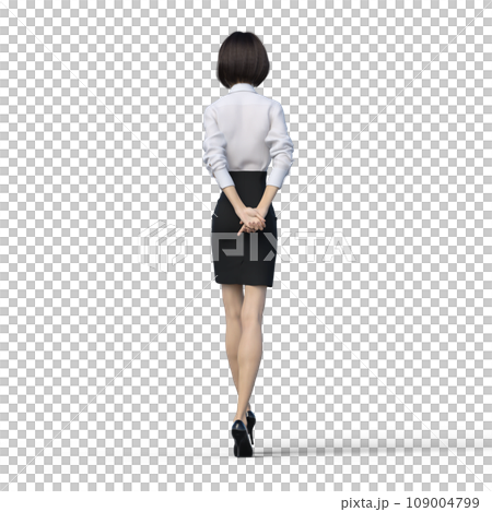 歩くビジネスウーマン　ユニフォーム　 perming3DCGイラスト素材 109004799