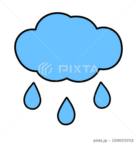 Simple line color icon of cloud sky and drop. Rainy weather design concept for meteorology condition 109005058