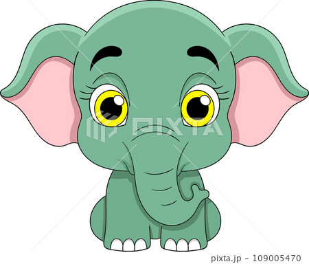 cartoon logo of a baby elephant with a cute green face cartoon logo of a baby elephant with a cute green face 109005470