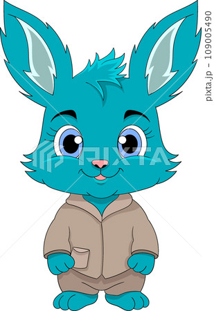 cartoon logo of an adventurous rabbit wearing a scout shirt cartoon logo of an adventurous rabbit wearing a scout shirt 109005490