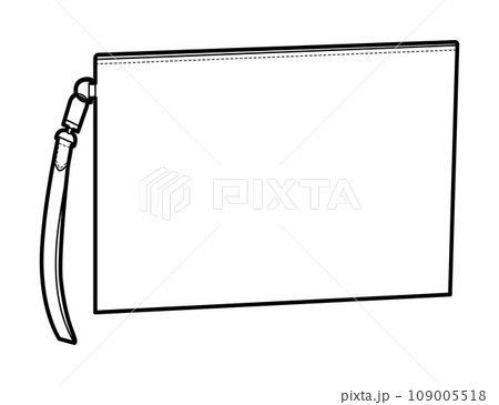 Pochette clutch silhouette bag. Fashion accessory technical illustration. Vector satchel front 3-4 view for Men, women Pochette clutch silhouette bag. Fashion accessory technical illustration. Vector satchel front 3-4 view for Men, women 109005518