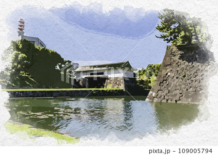 水彩画風　東京皇居外苑　桜田門　東京都千代田区 109005794