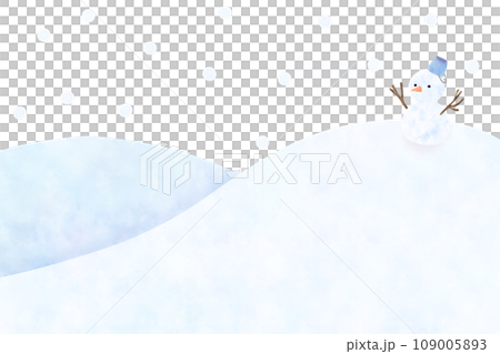 雪人與雪山的框架 冬季風景的簡單水彩畫 雪人與雪山的框架 冬季風景的簡單水彩畫 109005893