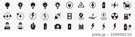Electricity icons set collection green energy 109006210
