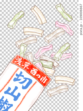 切山椒_袋からはみ出る切山椒_背景透過_浅草_酉の市 切山椒_袋からはみ出る切山椒_背景透過_浅草_酉の市 109006667