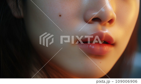 若い女性の口元「AI生成画像」 若い女性の口元「AI生成画像」 109006906