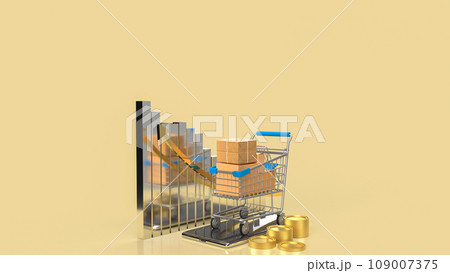 The trolley and mobile for shopping online concept 3d rendering. 109007375