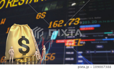 The Money Bag and Business man  3d rendering. 109007388