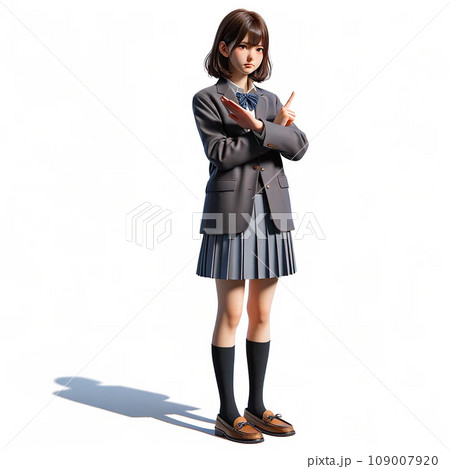 AI生成画像　注意を促す女子生徒 109007920
