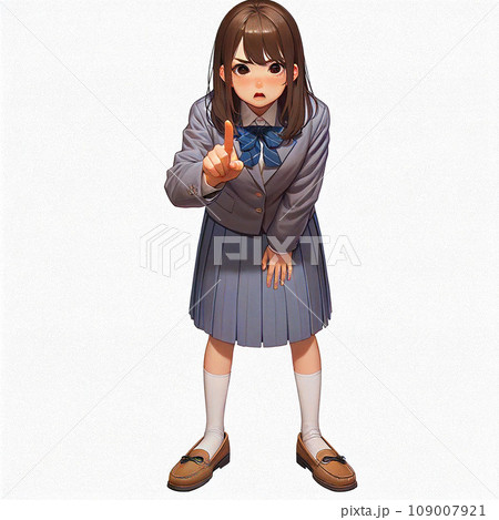 AI生成画像　注意を促す女子生徒 109007921