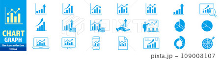 Chart Graph line icons set editable stroke vector  109008107