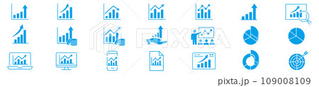 Chart Graph line icons set editable stroke vector Chart Graph line icons set editable stroke vector 109008109