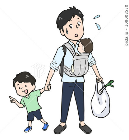 子連れで買い物するパパ(カラー) 子連れで買い物するパパ(カラー) 109008550