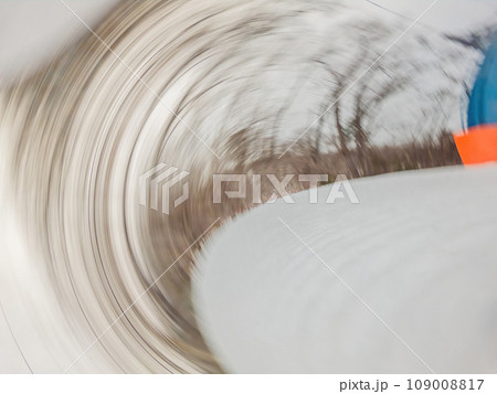 In a moment of mishap, an action camera tumbles, capturing an unexpected and blurry snapshot, turning an accident into a unique photographic abstraction 109008817
