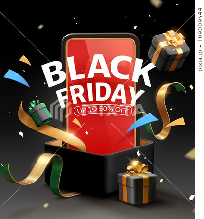 3D surprise box Black Friday poster 3D surprise box Black Friday poster 109009544