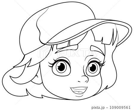Smiling Girl with Cute Short Hair and Cap 109009561